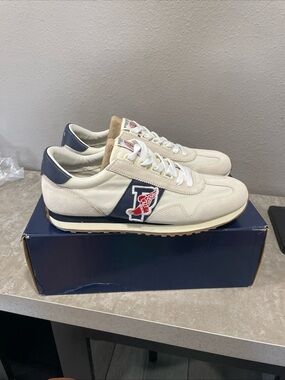 Polo by Ralph Lauren Men’s Cream, Navy & Red Athletic Sneakers